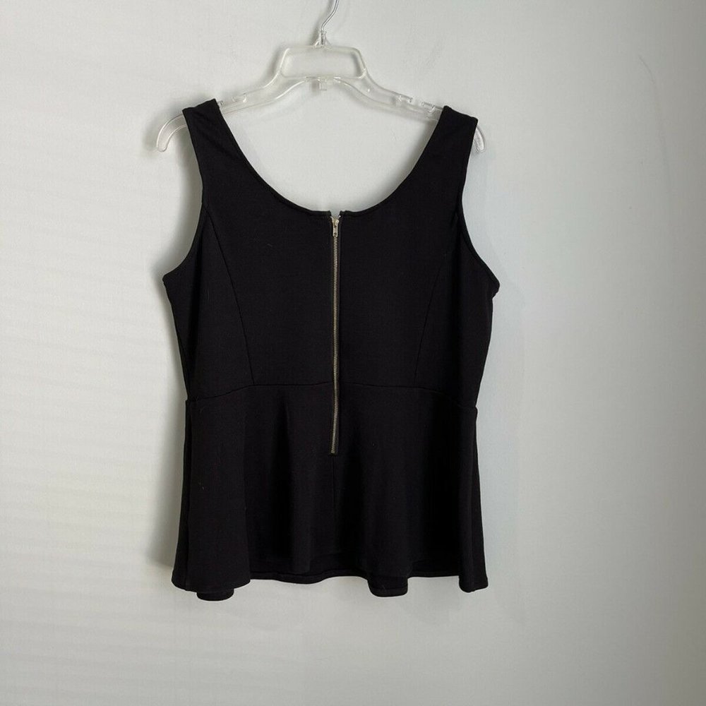 Eloquii Black Sleeveless Studded Embellished Peplum Top - Picture 3 of 5